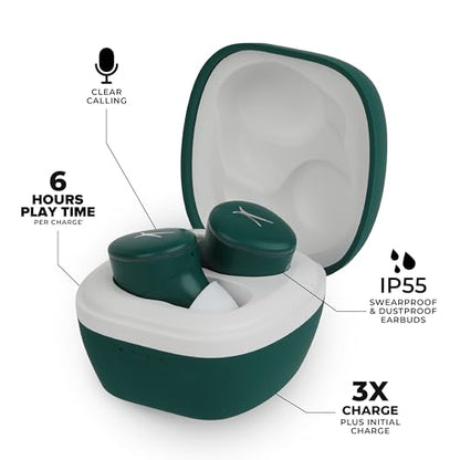 Altec Lansing - NanoBuds 3.0 True Wireless Earbuds, Bluetooth Earphones with 6-Hour Battery, Charging Case, Touch Controls, Noise Cancelling Mic, IPX5 Water Resistant, Voice Assistant (Forest Green) - color: Forest Green