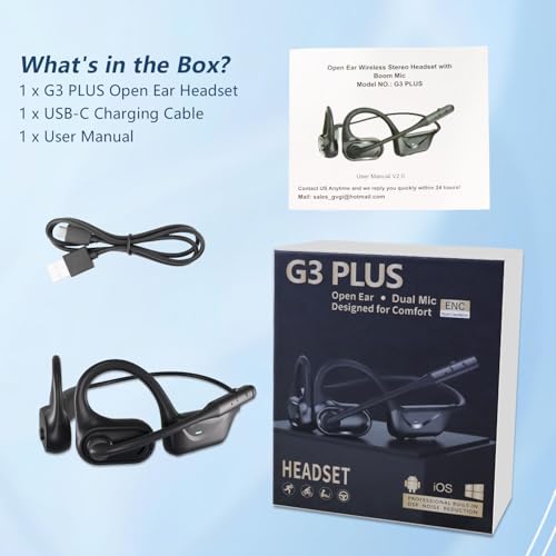 BANIGIPA Bluetooth 5.4 Headset with Microphone, Open Ear Headphones w/Mic