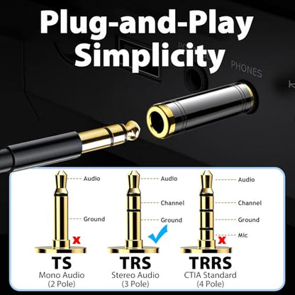 2-Pack 3.5mm to 1/4 Adapter | 1/8 Male to 1/4 Female Headphone Jack Adapter, Microphone Converter for Amp, Guitar, Piano, Mixing Console, Stereo, Laptop - style: 2 pair 3.5mm