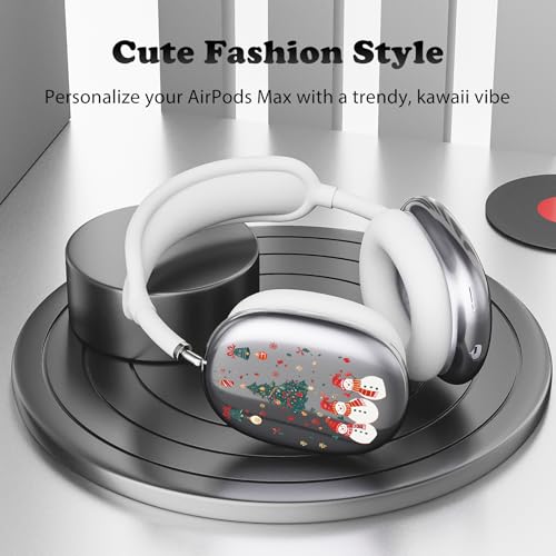 for AirPods Max 2/1 Headphones Christmas Tree Ear Covers | Cute Snowman Clear Ear Cups Cover | White Silicone Ear Pad Case Headband Cover for Apple AirPods Max 2/1 (2026/2024/2020) - color: Snowman I/White