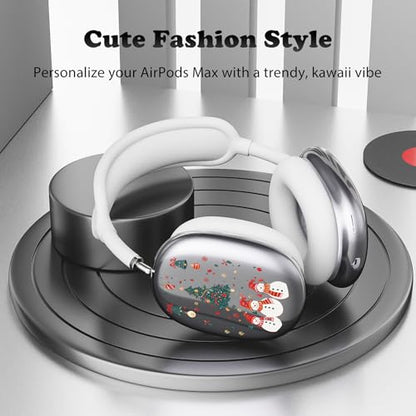for AirPods Max 2/1 Headphones Christmas Tree Ear Covers | Cute Snowman Clear Ear Cups Cover | White Silicone Ear Pad Case Headband Cover for Apple AirPods Max 2/1 (2026/2024/2020) - color: Snowman I/White
