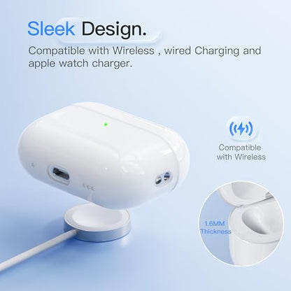Case for AirPods Pro 3 Never-Sretch-Out DamonLight Shock-Proof Protective Semi Hard Silicone Case Compatible with Apple Airpods Pro 3rd Generation (White) - color: White2025