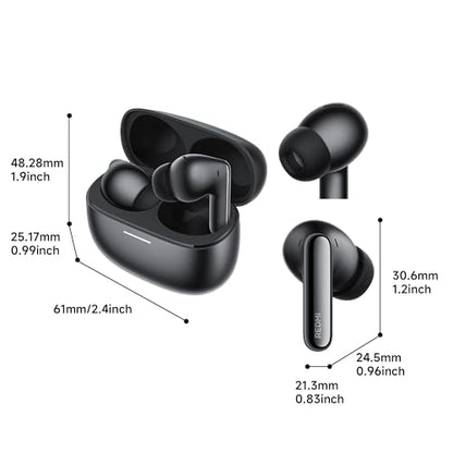 XIAOMI REDMI Buds 8 Pro Wireless Earbuds, Black, Adaptive Noise Cancelling up to 55dB, Hi-Res Audio with LDAC, 35H Battery, Dolby Atmos, IP54, Bluetooth 5.4 - color: Black