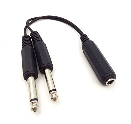 6.35mm 1/4 inch TRS Stereo Female to 2 Dual 1/4 Inch TS Mono Male Y Splitter Adiuo Cable 20cm/8inch (6.35F/2M)