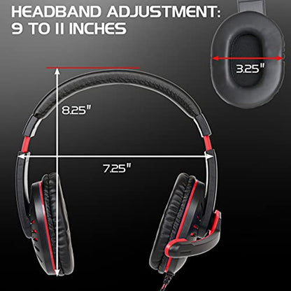 ENHANCE GX-H5 Gaming Headset with Microphone - Universal Gaming Headset for PS4, PS5, Xbox, PC, Switch with Adjustable Headband, Volume Controller, USB Sound-Isolating Earcups, Splitter Cable (Red) - color: Red