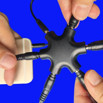 5-Jack Audio Headphone Splitter 5 Way for 3.5mm Devices Multi Earphone Splitter Adaptor 5 Ports Female Connector Adapter (1 Pack) - size: 1 pack