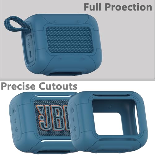 Silicone Cover and Hard Carrying Case for JBL Go 5 Bluetooth Speaker | Protective Cases for Go 5 Speaker Accessories, Scratch-Resistant and Drop-Proof Cover (Blue) - color: Blue