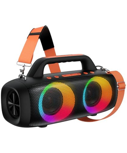 BassBloom Roar 1 Portable Bluetooth Speaker, 60W Powerful Sound JIKE Bass | IPX6 Waterproof, 24H Playtime, Bluetooth 5.4, TWS Pairing, RGB Party Lights, for Travel Outdoor Camping and Beach