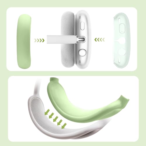 Aiivioll 3-in-1 Headphone Cover for AirPods Max, Anti-Scratch and Sweatproof Ear Pad/Ear Cup/Headband Covers Protector (Green) - color: Green