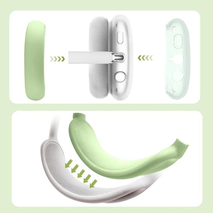 Aiivioll 3-in-1 Headphone Cover for AirPods Max, Anti-Scratch and Sweatproof Ear Pad/Ear Cup/Headband Covers Protector (Green) - color: Green