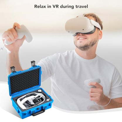 Lykus Titan OQ200 Waterproof Hard Case for Quest 3S/3 and Elite Head Strap | CASE ONLY,Fits Stock and Official Elite Head Strap,IP67 Waterproof,Shockproof,CNC Cut Premium Foam - color: Blue