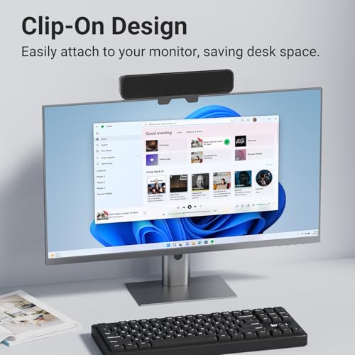 INGA Computer Speakers, USB Plug and Play Desktop Speakers, Wired Computer Soundbar for Gaming/Meetings, Easily Clamps to Monitor, Compatible with PC, MAC, Laptop 10 W - size: Speaker without Mic