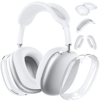 for AirPods Max case Cover,Anti-Scratch Ear Pad Case Cover/Ear Cups Cover/Headband Cover for AirPods Max. Clear Soft TPU and Silicone,Skin Scratch Proof. - color: 3PC-Clear White