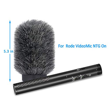 YOUSHARES NTG Furry Microphone Wind Shield - Windscreen/Windmuff for Rode VideoMic NTG and Microphones with Maximum Slot Length of 100mm (3.9") and Diameter of 18-24mm （Shag, Gray） - color: 01_Gray