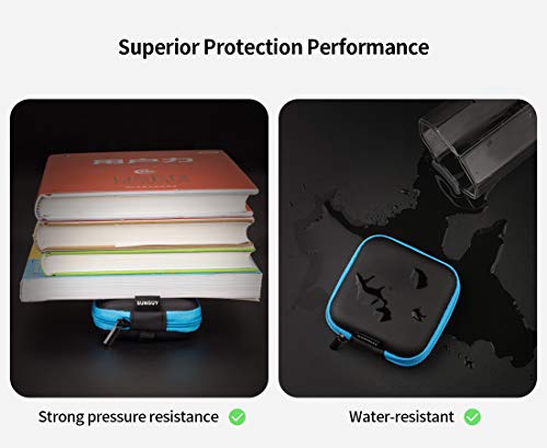 SUNGUY [2-Pack Earbud Case, Portable Square Earphone Carrying Cases with 2 Carabiners for Earphones, Earbuds, Earpieces, SD Memory Card, Camera Chips - Red+ Blue - color: Red+Blue