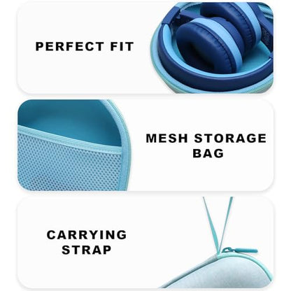 Kids Headphones Case for JBL Junior 320/320BT, Mint (Case Only) | for iClever BTH12/HS19/BTH22/BTH20/BTH18/BTH26, MIDOLA, Candy Bila, JoySpark, acer, eKids, JLab JBuddies Foldable Headphones - color: Mint Green