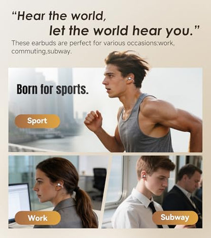 King Lucky Open-Ear Clip-On Earbuds for Running, Bluetooth 6.0 Wireless Headphones with Memory Spring, Secure Fit for Small Ears & Glasses Wearers, 45H Playtime, ENC Mic, IPX5 Waterproof (White) - color: White