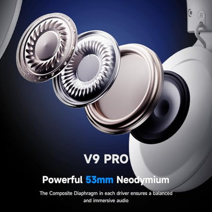 V9 PRO Wireless Gaming Headset 7.1 Surround Sound for PS5 PS4 PC SWITCH TOPSPEED Gaming Headphones, Noise Canceling Mic, 250Hr Battery, Low 15ms Latency, Lightweight, BT 5.3 FPS Games Icy&White - color: V9PRO-IcyWhite