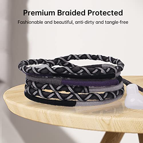 3.5mm Jack in-Ear Ear Buds Headphones with Mic - Tangle Free Cord Heavy Sound Bass Bracelet Stereo Earphones Compatible with iPhone Samsung Earbuds (12#)