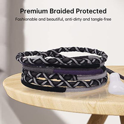 3.5mm Jack in-Ear Ear Buds Headphones with Mic - Tangle Free Cord Heavy Sound Bass Bracelet Stereo Earphones Compatible with iPhone Samsung Earbuds (12#)