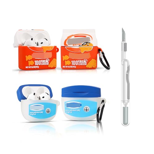 (2Pack+Cleaner Pen) XMBYGY Case for Apple AirPods 4th Generation Earbuds with Cleaning Pen Kit, Silicone Cute Charging Case Shockproof Protective Cover and Carabiner for AirPods 4 (HUN+GSH) - color: HUN+GSH