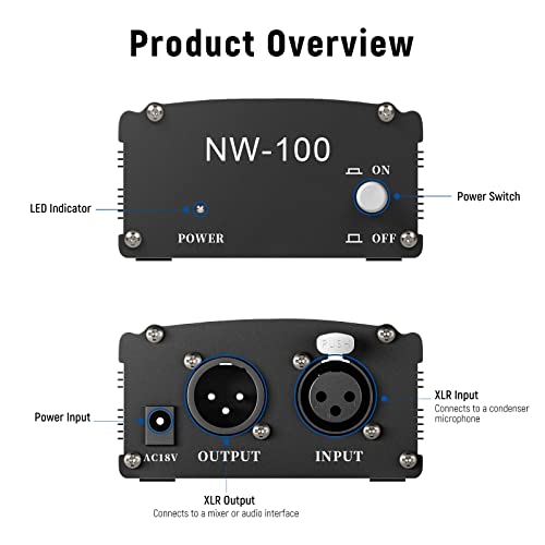 NEEWER 1-Channel 48V Phantom Power Supply with Adapter - style: NW-100