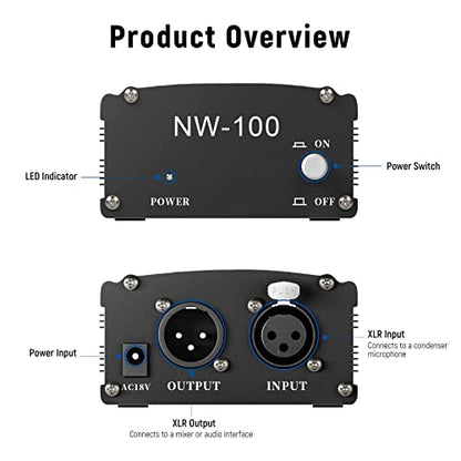 NEEWER 1-Channel 48V Phantom Power Supply with Adapter - style: NW-100