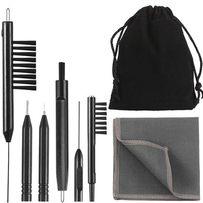 Mudder 7 Pieces Hearing Aid Cleaning Kit, Earbuds Headphones Cleaner Brush Set with Velvet Bag, Hearing Aid Cleaning Tools with Magnet Pick for Aids, Earbuds, Gift for Elderly