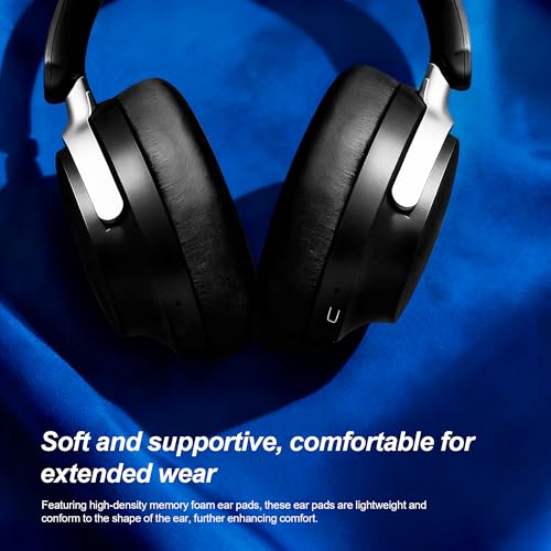 Wireless Headphones Over Ear with ANC, 80H Playtime, Fast Charge, Active Noise Cancelling & Transparency Mode, Comfortable Wireless Headphones for Work & Travel, Foldable Design Black