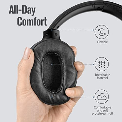 FM Radio Over Ear Headphones, Micro SD Card 30 Hrs Playtime Wireless and Wired Headphones with Deep Bass, Foldable Lightweight Headset with Built-in Microphone for Travel, Home Office