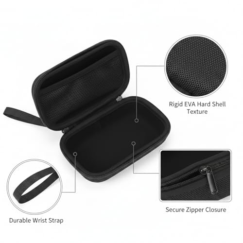 Compact Hard Shell EVA Case for Earbuds & Cables - Small Travel Organizer for Electronics, 5.5 x 3.1 Inch - color: Black
