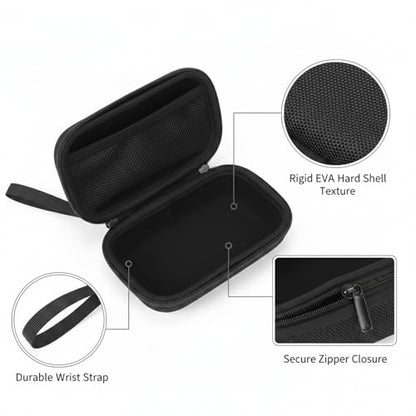 Compact Hard Shell EVA Case for Earbuds & Cables - Small Travel Organizer for Electronics, 5.5 x 3.1 Inch - color: Black