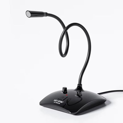 USB Microphone, Desktop Gooseneck Computer Mic with Mute Button & LED Indicator, Volume & Echo Control, Plug & Play for PC Laptop, Compatible with Zoom, Gaming, Meeting, Streaming