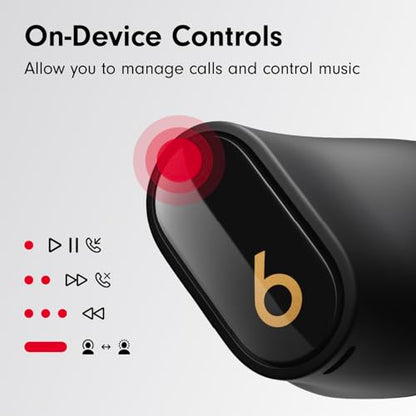 Beats Studio Buds + | True Wireless Noise Cancelling Earbuds, Enhanced Apple & Android Compatibility, Built-in Microphone, Sweat Resistant Bluetooth Headphones, Spatial Audio - Black/Gold - color: Black/Gold, style: Standalone