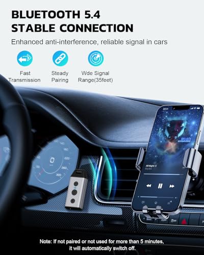 1Mii B04 Bluetooth 5.4 Car Adapter, AUX Bluetooth Receiver for Home Stereo