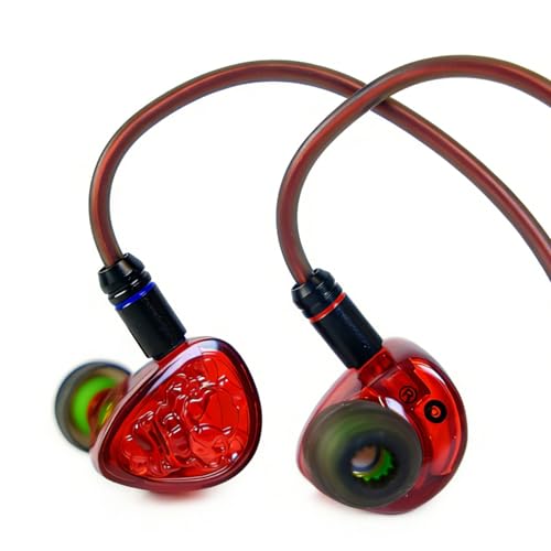 TANGZU Wan'er S.G II Red Lion in Ear Monitor, Gaming IEM Earphones, HiFi Wired Earphones with Silicone Headphone Organizer, Tang Sancai Wide Bore Eartips, Sonic Eartips (Red, 3.5mm) - size: 3.5mm Jack