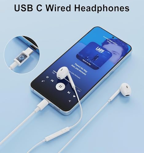 USB C Headphones for iPhone 17,16,15, 2 Pack Type C wired earphones Earbuds with Microphone & Remote Noise Cancelling in Ear Headset Control with iPhone 17,16,15 Air, iPad Pro, Pixel, Galaxy S24