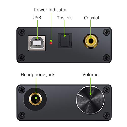 LiNKFOR USB DAC and Headphone Amplifier, Coaxial/Optical/6.35mm Headphone Output, USB to Coaxial S/PDIF Digital to Analog Converter Comaptible with Windows XP 7 10 and Mac PS4 PS3 - color: USB DAC with Amps