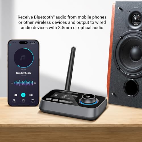 Monster Bluetooth Transmitter & Receiver, 2-in-1 Bluetooth Audio Adapter, Stream to/from NonBluetooth Devices, Stream TV to 2 Headphones, 33 ft Range, Analog & Digital, TV USB Powered, 3.5mm Aux Port