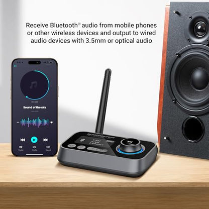 Monster Bluetooth Transmitter & Receiver, 2-in-1 Bluetooth Audio Adapter, Stream to/from NonBluetooth Devices, Stream TV to 2 Headphones, 33 ft Range, Analog & Digital, TV USB Powered, 3.5mm Aux Port