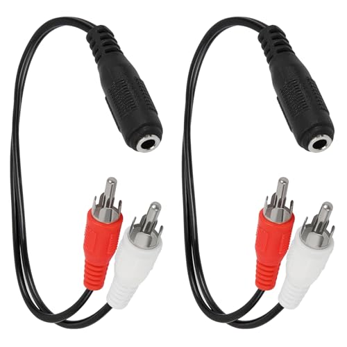 2Pack 3.5mm Female to 2 RCA Splitter Male Stereo Audio Y Cable (1ft), Gold Plated Adapter with OFC Conductor & Dual Shielding, for Speakers, Home Theater, TV, Smartphone, MP3, Tablet(8inch)