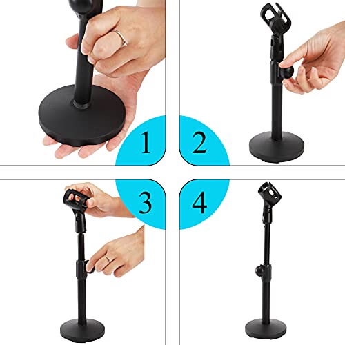 2 Pcs Microphone Stand Desktop, Adjustable Table Mic Stand with Mic Clip and 5/8" Male to 3/8" Female Screw Adapter, Heavy Base, Compatible with Most Mics (Pack of 2) - size: style 1 (Pack of 2)