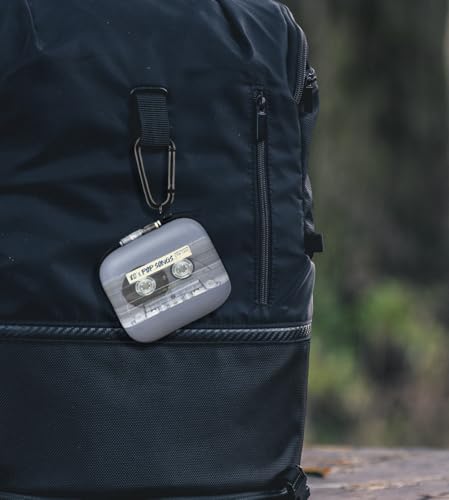 WIRESTER Portable Headphone Case, Earphone Storage Bag Carrying Case, Earbud Holder with Carabiner Compatible with Raycon Fitness Bluetooth True Wireless Earbuds - Retro Clear Cassette Tape Pop Songs - color: Retro Clear Cassette Tape Pop Songs