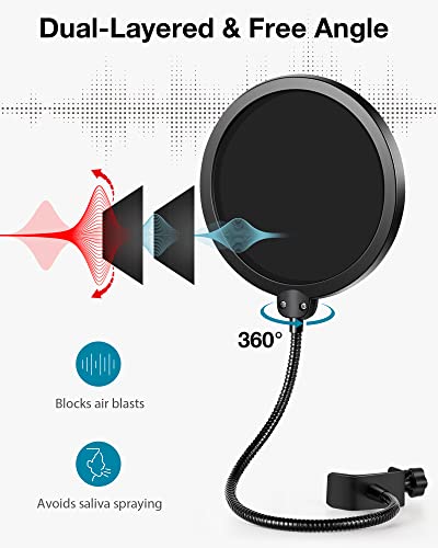 InnoGear Mic Stand Desk Desktop Microphone Stand Shock Mount Pop Filter
