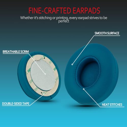 Krone Kalpasmos Beats Solo 3 Earpad Replacement for Solo 2 & Solo 3 | Soft Memory Foam Beats Solo 3 Replacement Ear Pads with Protein Leather, Durable Beat Headphone Cover for Solo 2/3, Pop Blue - color: Pop Blue