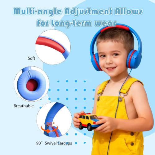 Kids Headphones with Mic, 85/94dB Volume Limit, 3.5mm & USB-C - color: Candy Pink