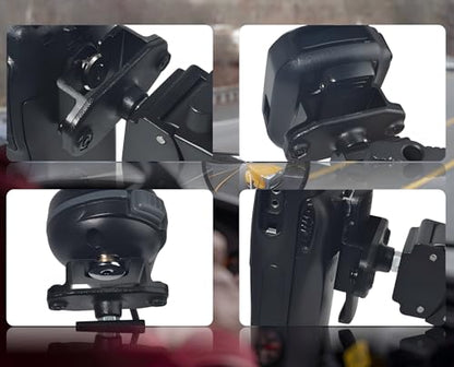 HYS HT &Microphone Clamp Mount Holder - Quick Release for CB Radio, Marine Radio, Walkie Talkie, Police Scanner (BC125AT SR30C BCD325P2 SDS100) , Speaker Mic | w/ Belt Clip & Knob - style: HYSZ10A