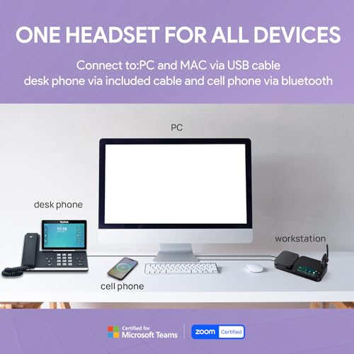 Yealink BH71 Workstation Pro Bluetooth Headset for Office Phone, Computer, Mobile, Work with Teams (Certified) Zoom, Charging Case, Wireless Charging Pad, Speakerphone, USB 3.0 Hub, 3-Inch Touchscreen - style: BH71 Workstation Pro