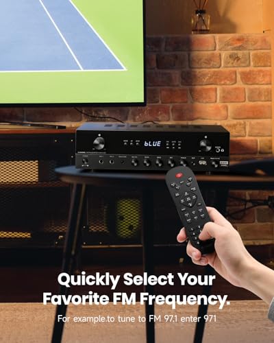 Donner Stereo Audio Amplifier, 600W Peak 2 Channel Receiver with Bluetooth 5.3, Phono, Optical, Coaxial, USB, FM, 2 Mic-in, Aux, RCA Input for Home, Karaoke, Theater Speakers, MAMP2 - size: 2 CH, 600W