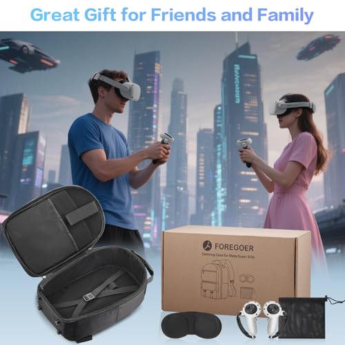 FOREGOER Hard Carrying Case Compatible with VR Headsets Virtual Reality and Touch Controllers Accessories, Large Portable Protection Backpack for Travel and Home Storage.